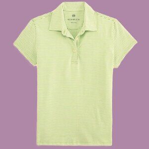 RENWICK Golf Pima Cotton Polo Shirt Size XL Short Sleeve Striped Lime White $90